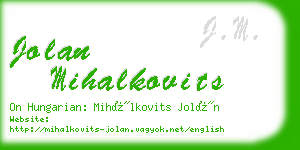 jolan mihalkovits business card